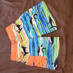 XS 4-5 swim trunks with sharks